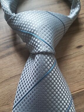 BCBG Ice Blue Textured Tie with Blue Stripe